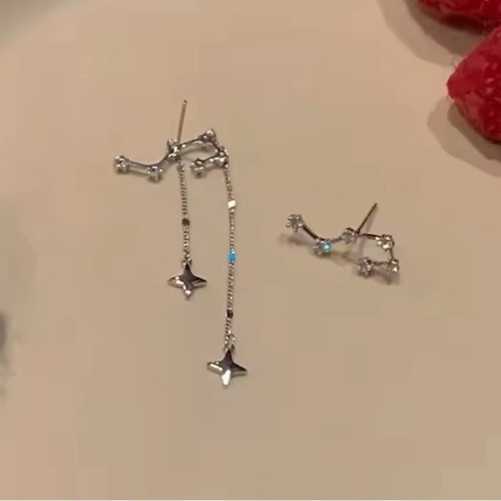 925 Sterling Silver Big & Little Dipper Constellation Star Stud Dangle Earrings - Picture 6 of 10